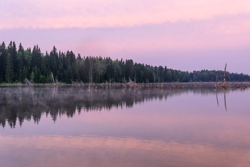 озеро, рассвет, розовый, отражения, lake, dawn, pink, reflections Рассвет фото превью