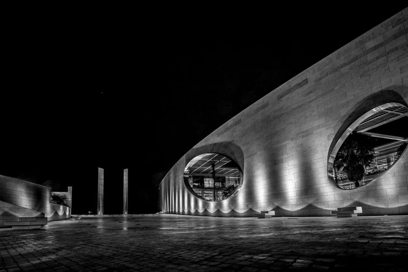 architecture., bnw, black and white, art, nightscape, Lisbo, Portugal Champalimaud Foundation фото превью