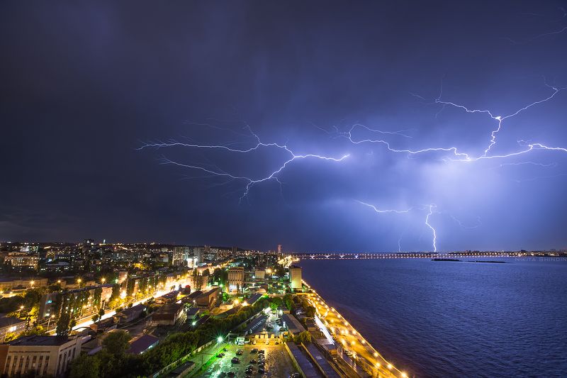саратов, саратовский, мост, волга, буря, гроза, молния Буря на Волге фото превью