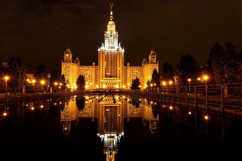 мгу, москва, отражения, фонтан, ночь, moscow state university, moscow, reflections, fountain, night Ночная Москва. МГУ. фото превью