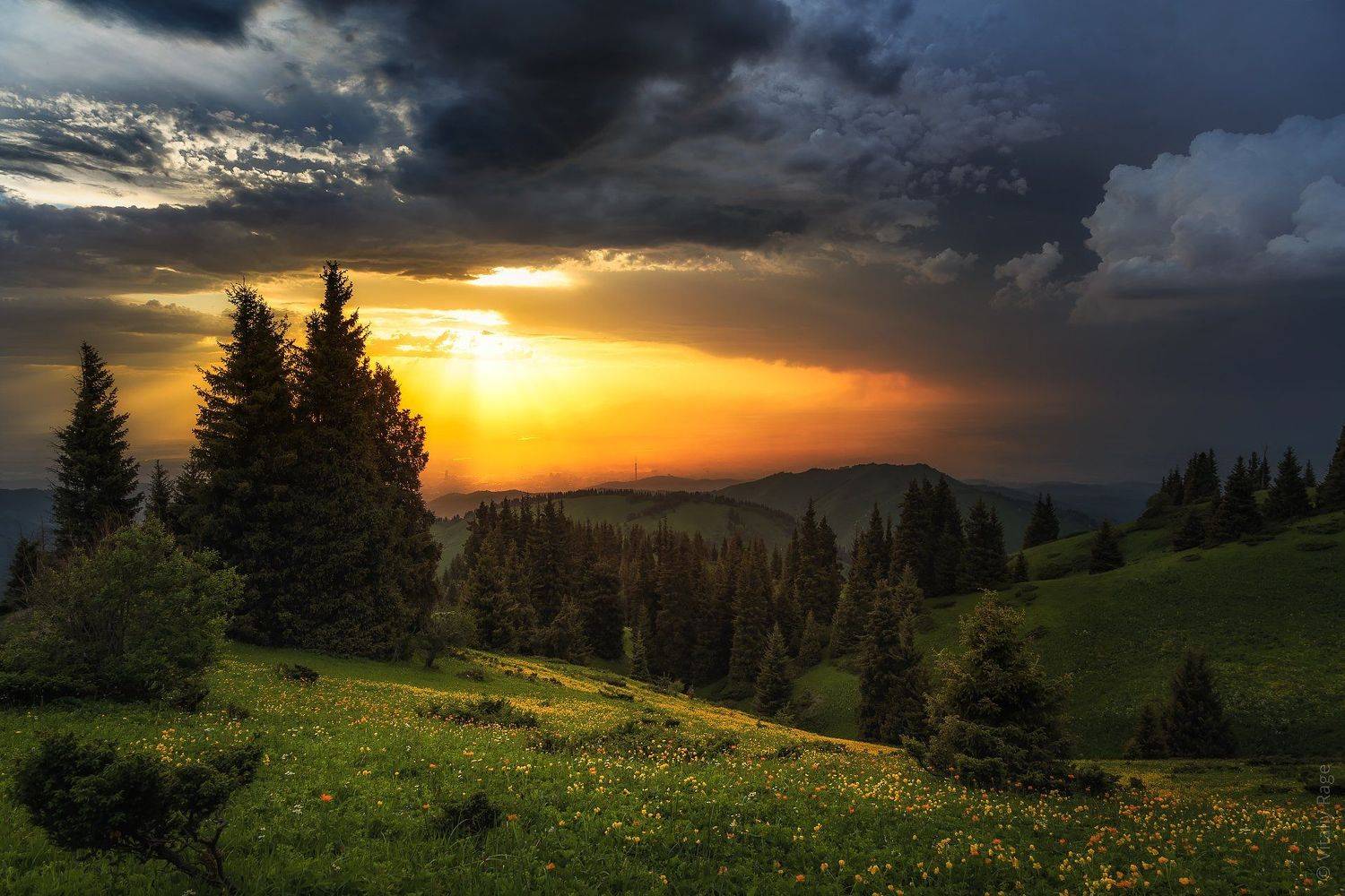 горы, казахстан, алматы, закат, Vitaliy Rage