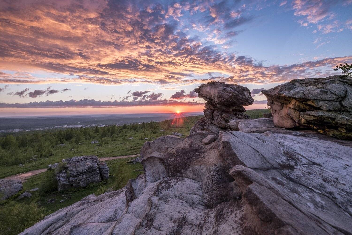 закат, лето, скалы, останцы, небо, облака, панорама, Савицкий Ян