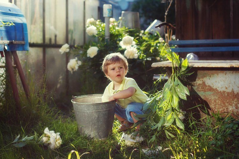 портрет, дети На даче фото превью