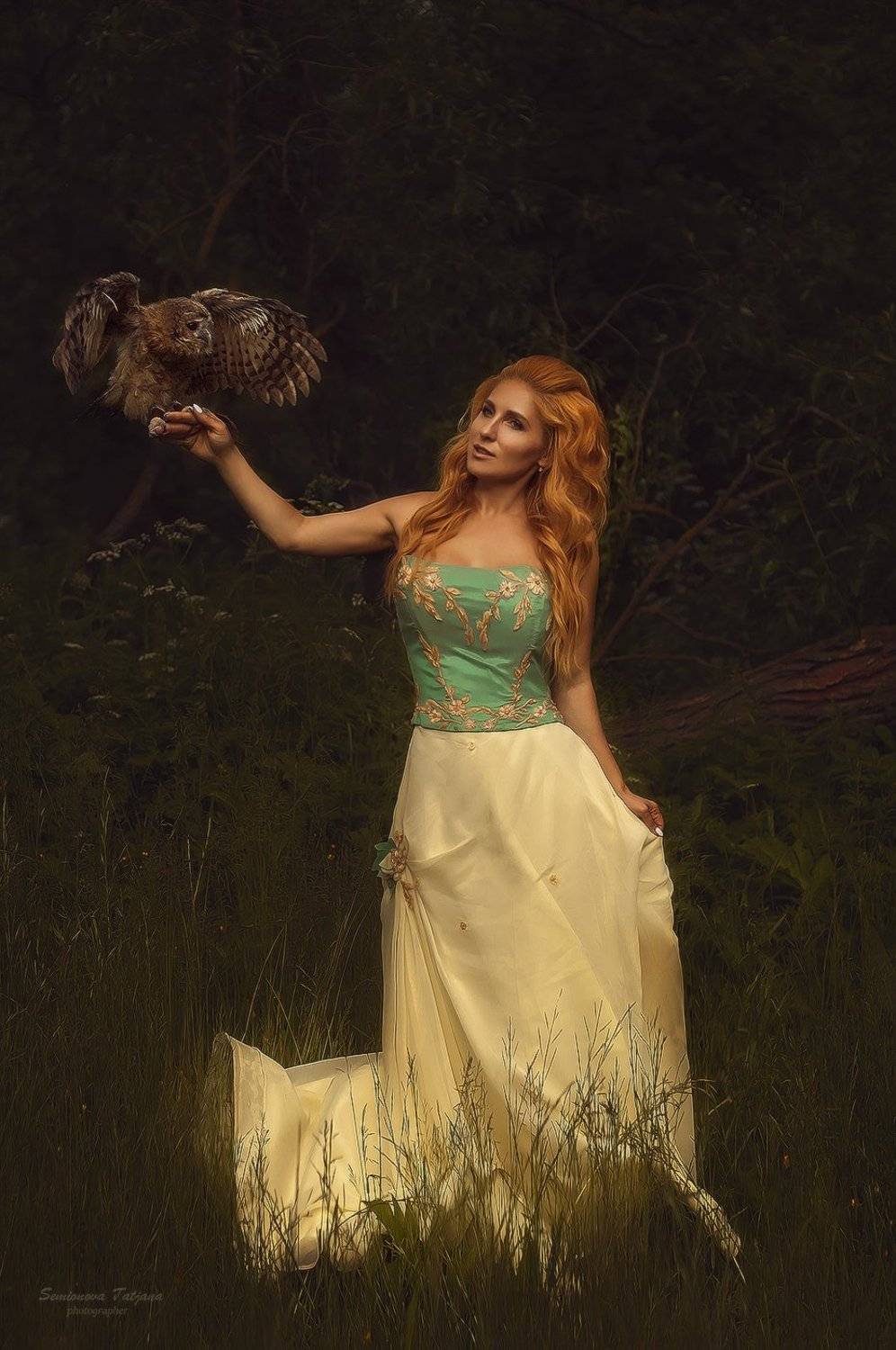 рыжая, сова, девушка, природа, лес, Семенова Татьяна