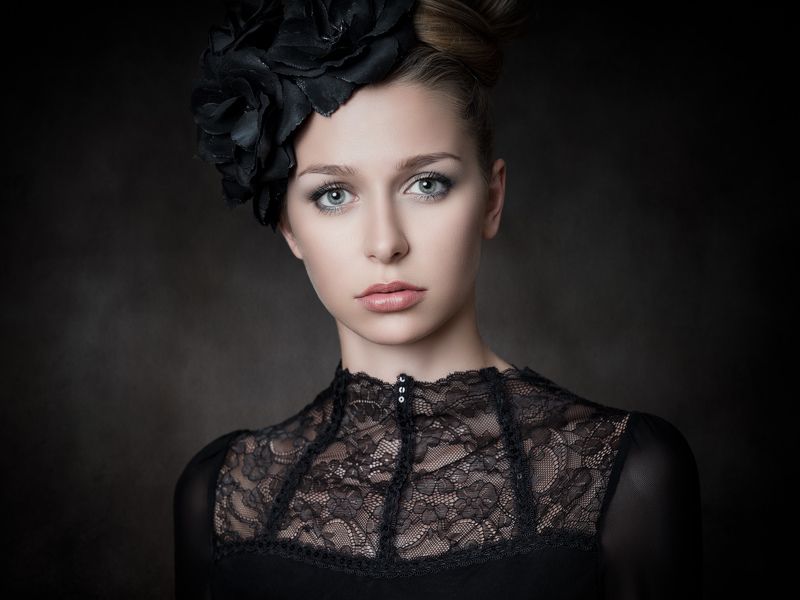 portrait, fine art portrait, flowers, woman, Theresa фото превью