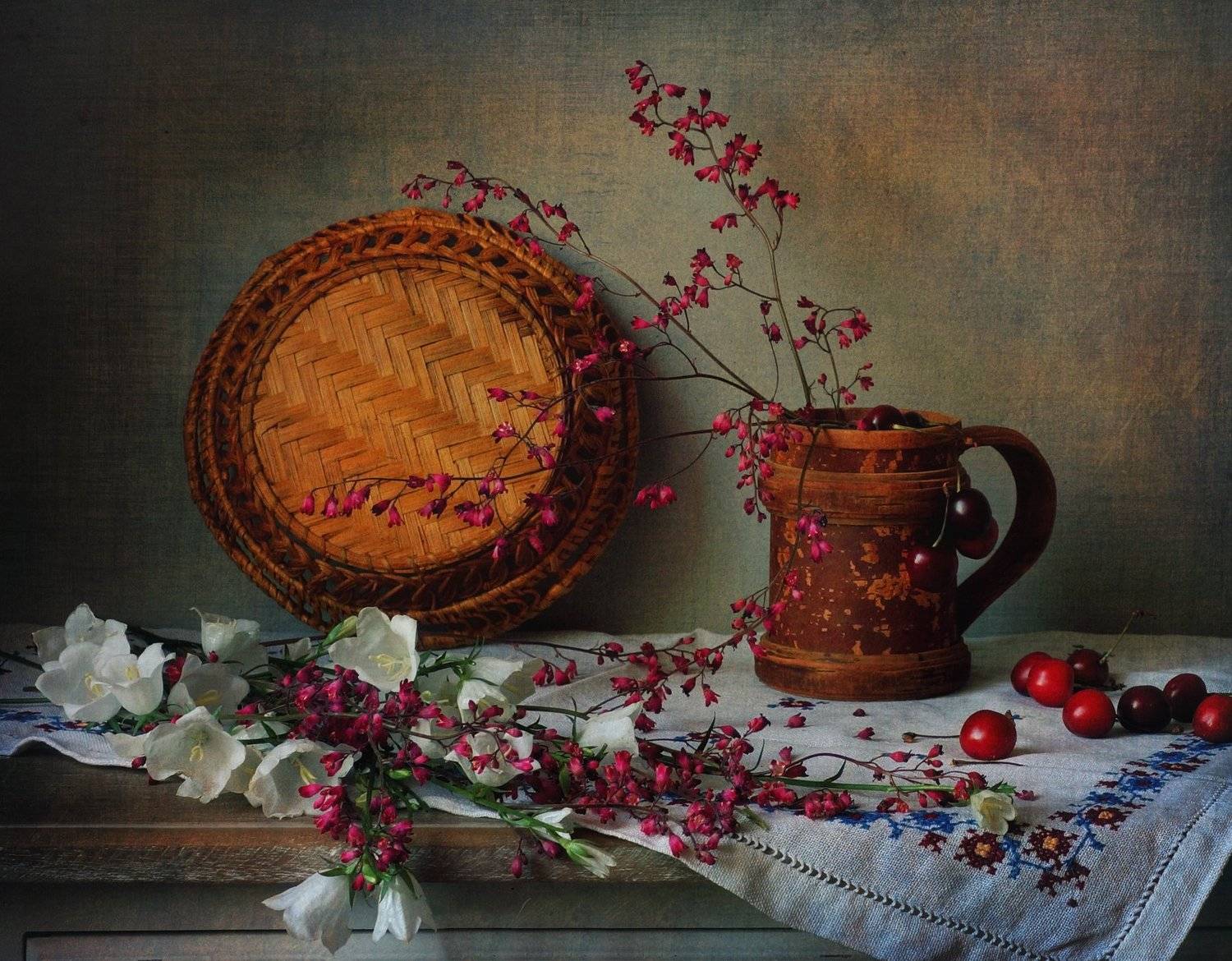 лето, букет, ягоды, цветы, Айснер Юлия