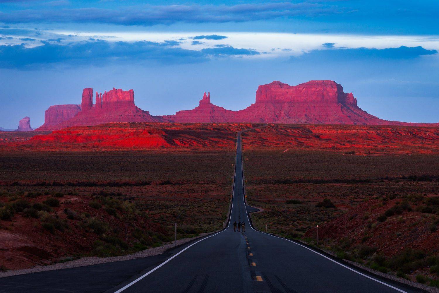 долина, монументов, юта, сша, рассвет, дорога, горы, Кирилл Трубицын