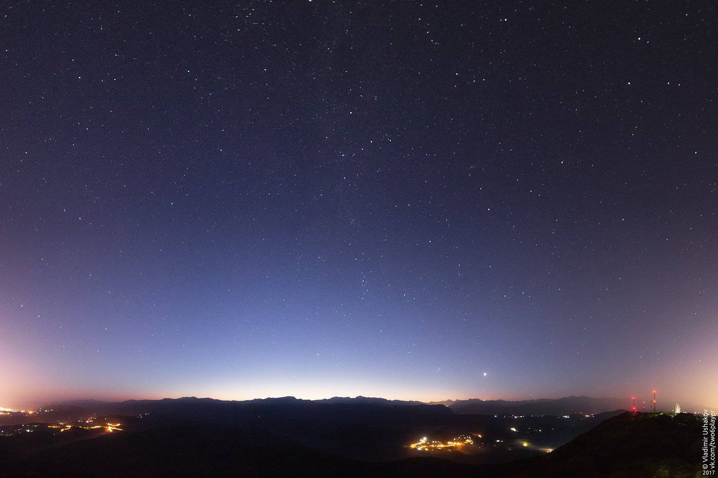 звезды, небо, утро, рассвет, горы, большой ахун, краснодарский край, Владимир Ушаков