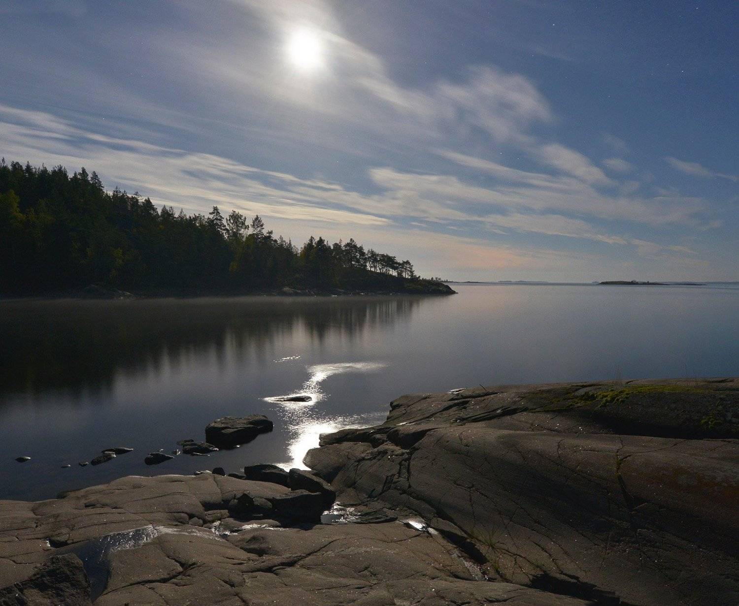 лунная ночь, луна, ладога, блёстки слюды, Сергей Седов