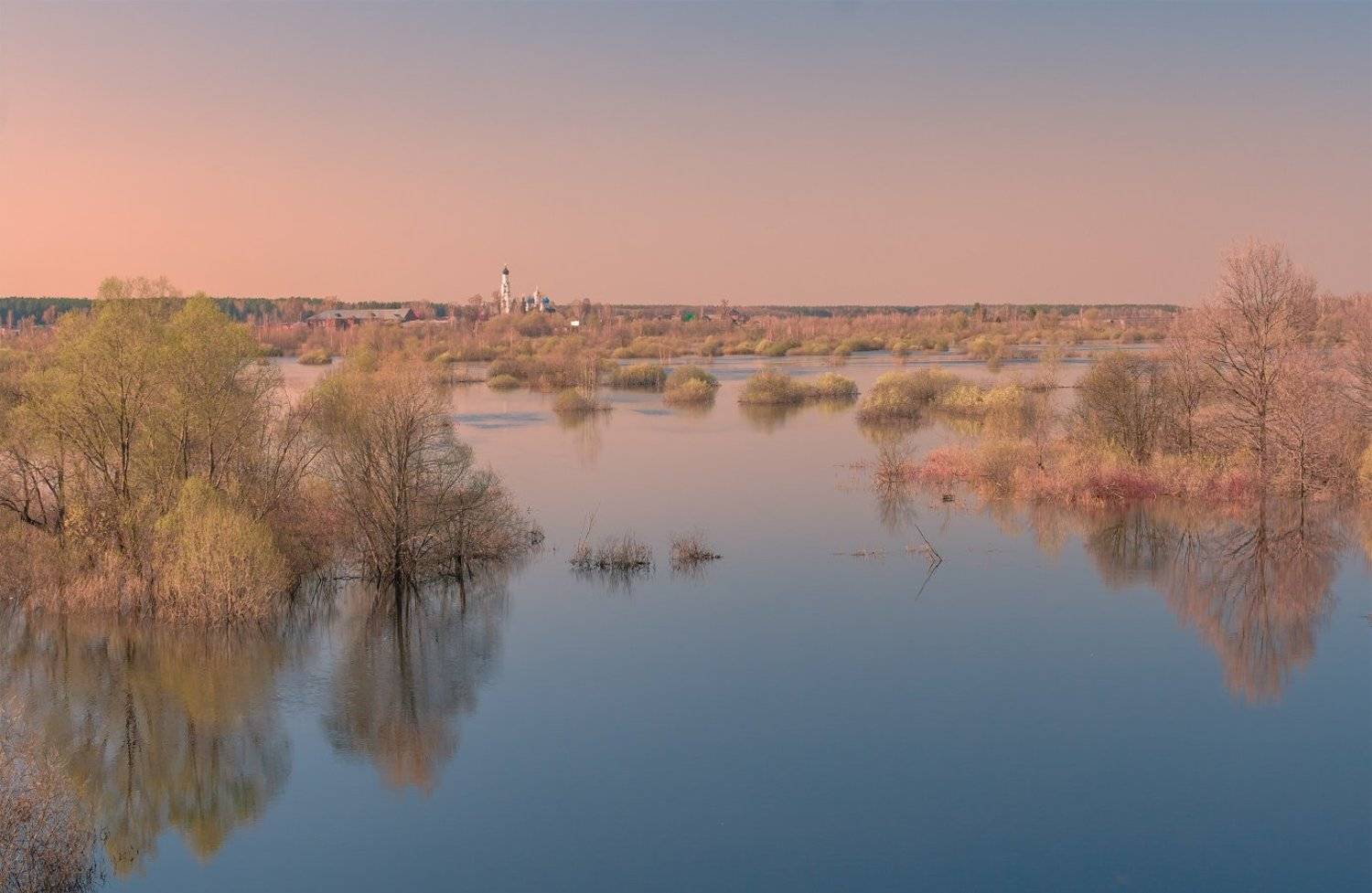 весна, вечер, река, разлив, Виктор Климкин