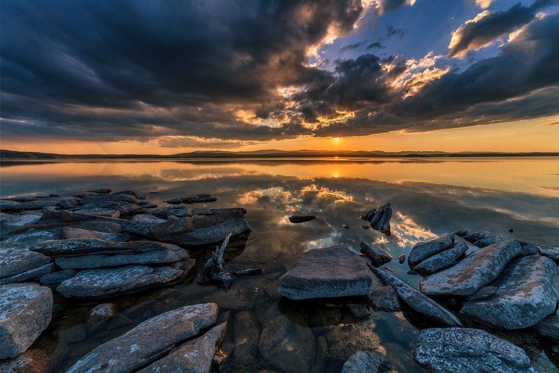закат, озеро, лето Закаты Большого Кисегача. Часть 1 фото превью
