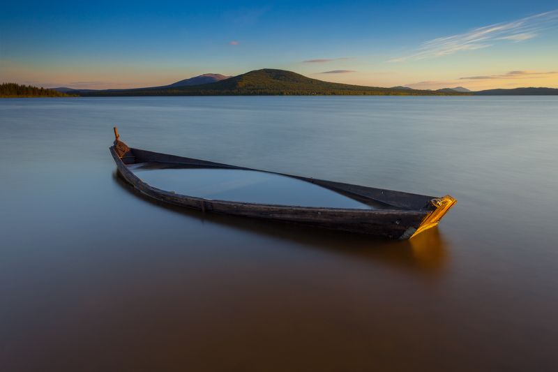 зюраткуль, закат, лодка Зюраткуль-Дзен фото превью