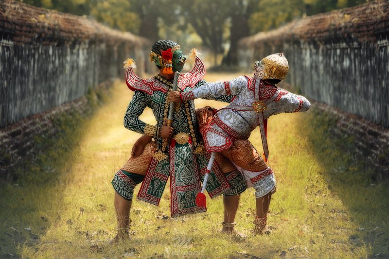 rama,portrait,monkey,giant,khon,thai,india, Monkey and Giant фото превью