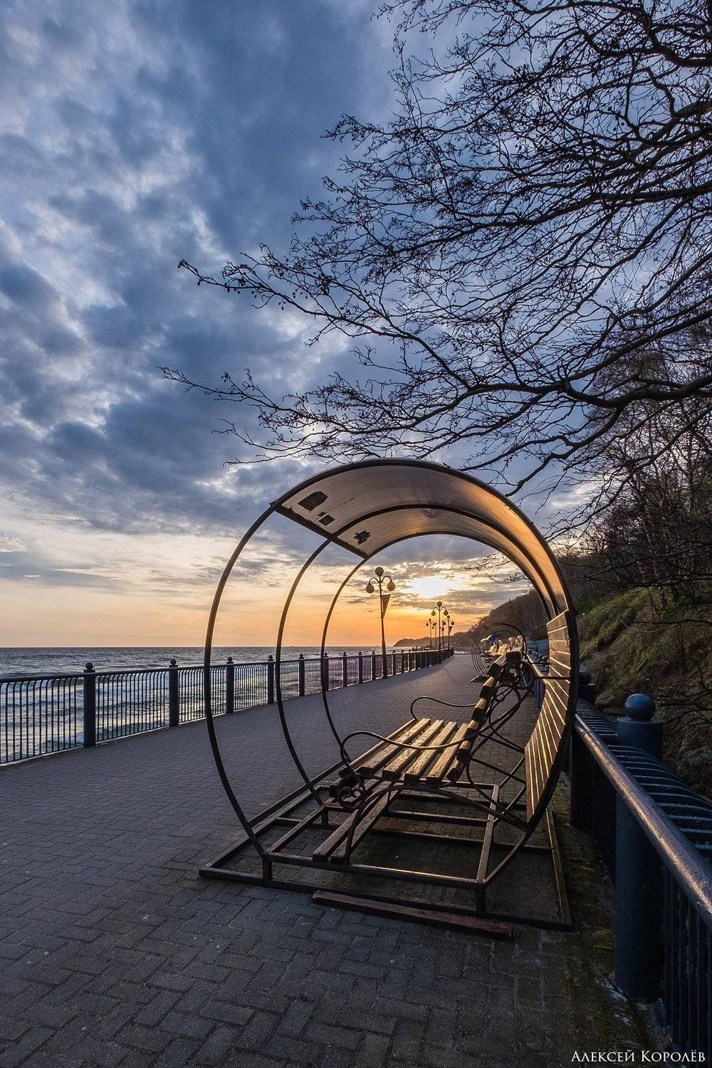 калининградская область, россия, светлогорск, балтийское море, восход, пейзаж, море, набережная, весна, kaliningrad region, russia, svetlogorsk, baltic sea, sunrise, sea, promenade, spring, Алексей Королёв