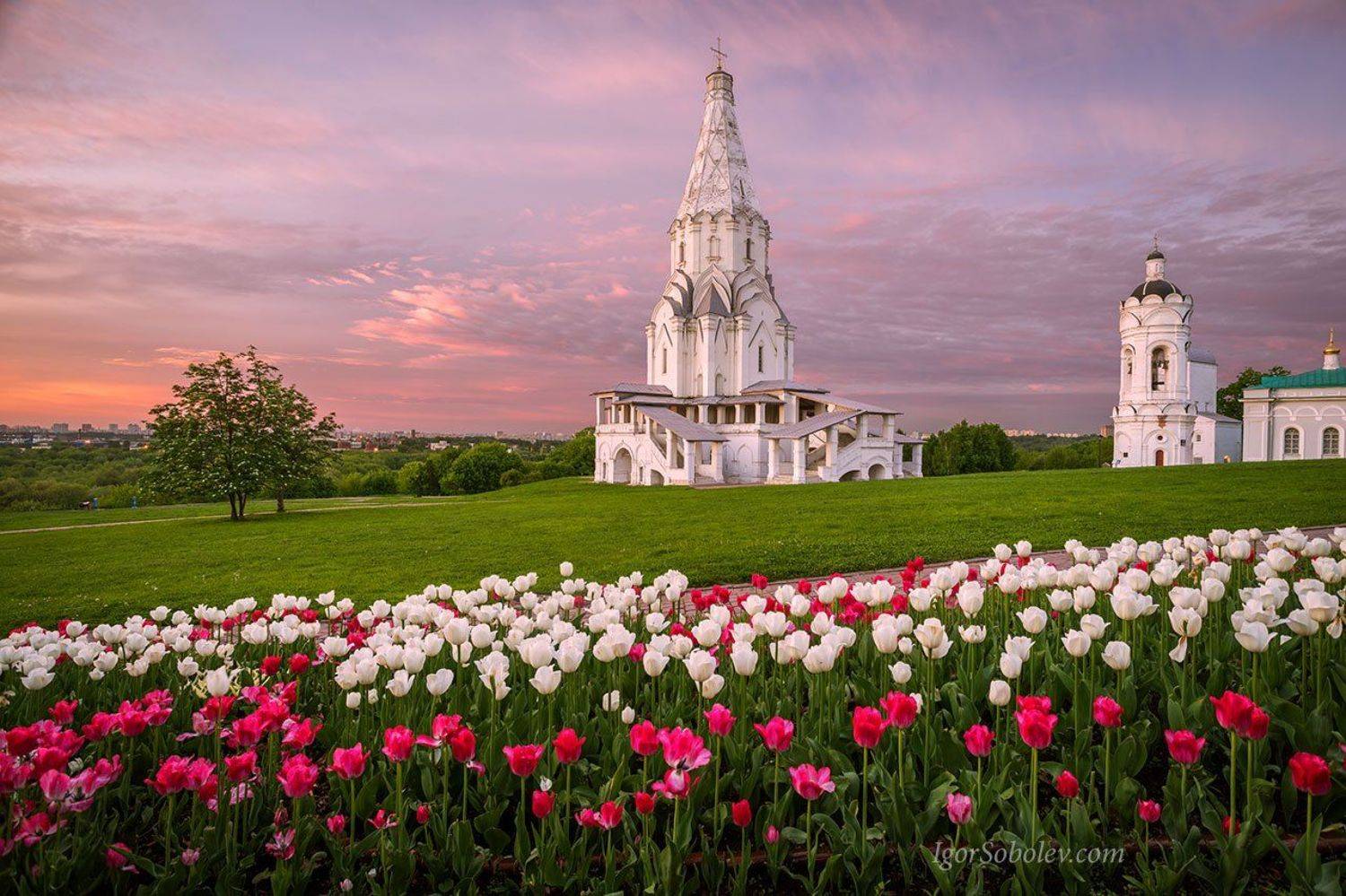 коломенское, церковь вознесения, парк, москва, утро, рассвет, Соболев Игорь