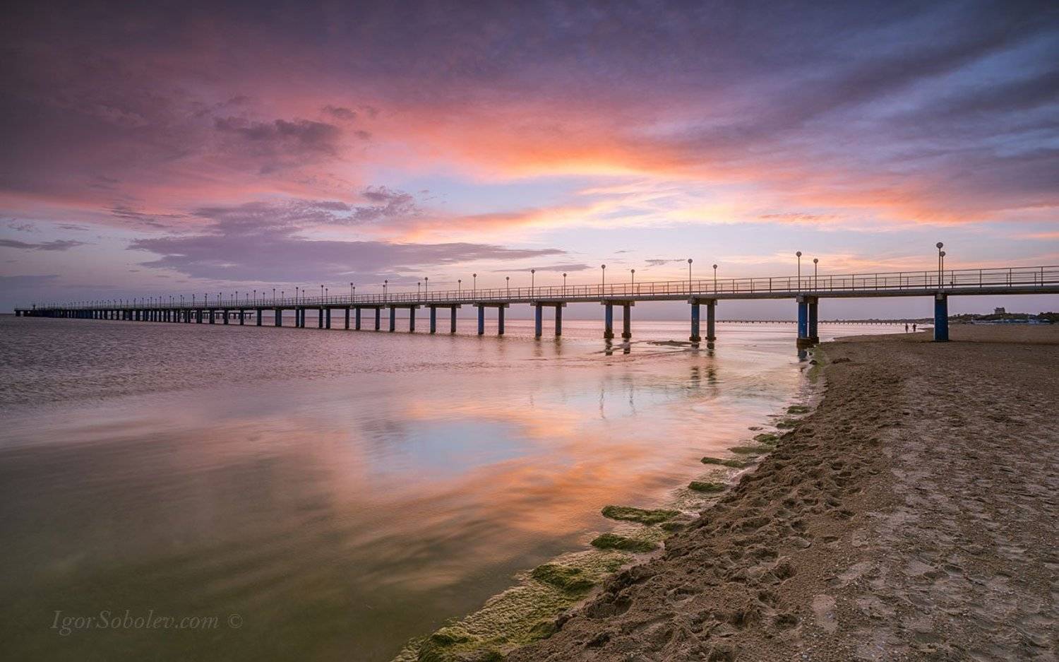 вечер, закат, пляж, черное море, море, пирс, пейзаж, Соболев Игорь