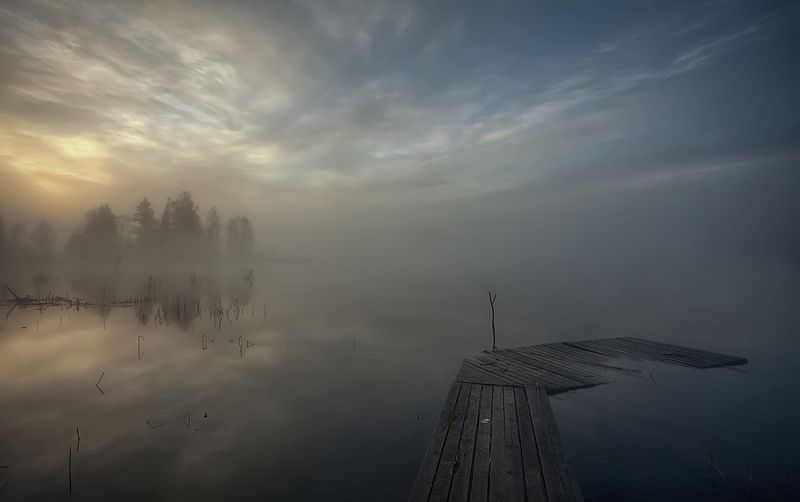 лето..,туман,озеро ..мгновения лета.. фото превью