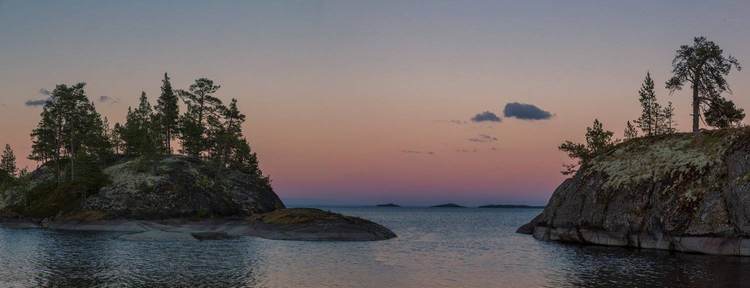 Вечер Ладога шхеры острова закат лето белая ночь июнь, Вениамин Дардык