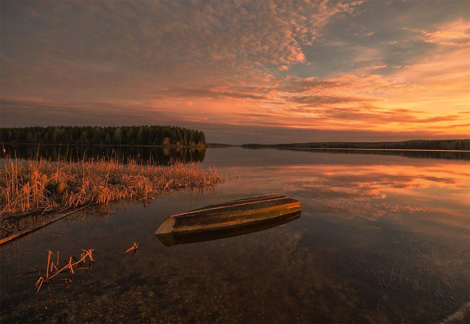 закат,лето,лодочка, Карепанов Евгений
