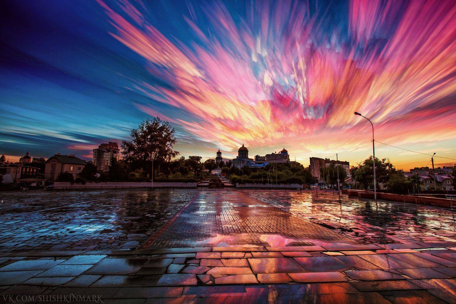 природа, пейзаж, красота, небо, облако, облака, город, рассвет, закат, Марк Шишкин