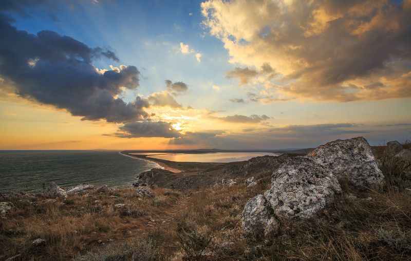 крым crimea степь опук кояшское озеро закат Крымская Боливия фото превью