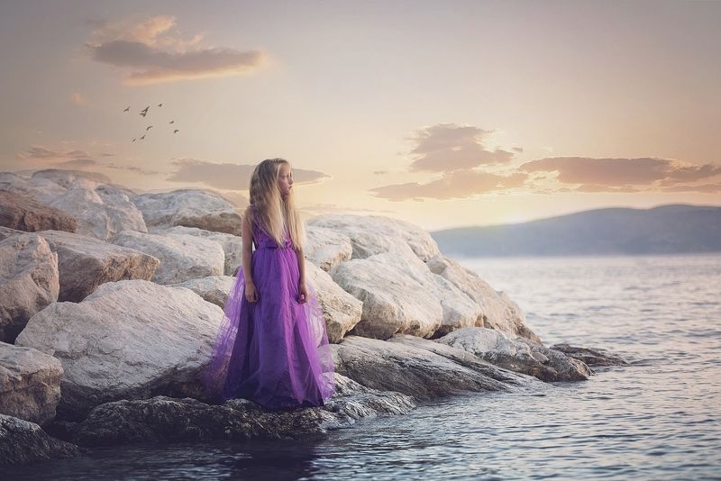 girl,summer,west,sun,sea,portrait Lonely west фото превью