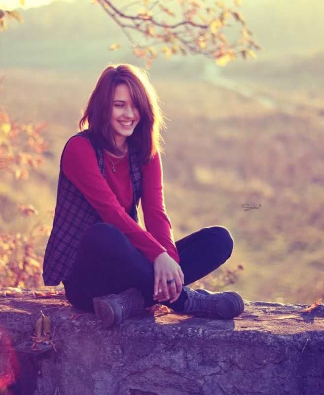 девушк, портрет, осень, улыбка autumn feelings фото превью