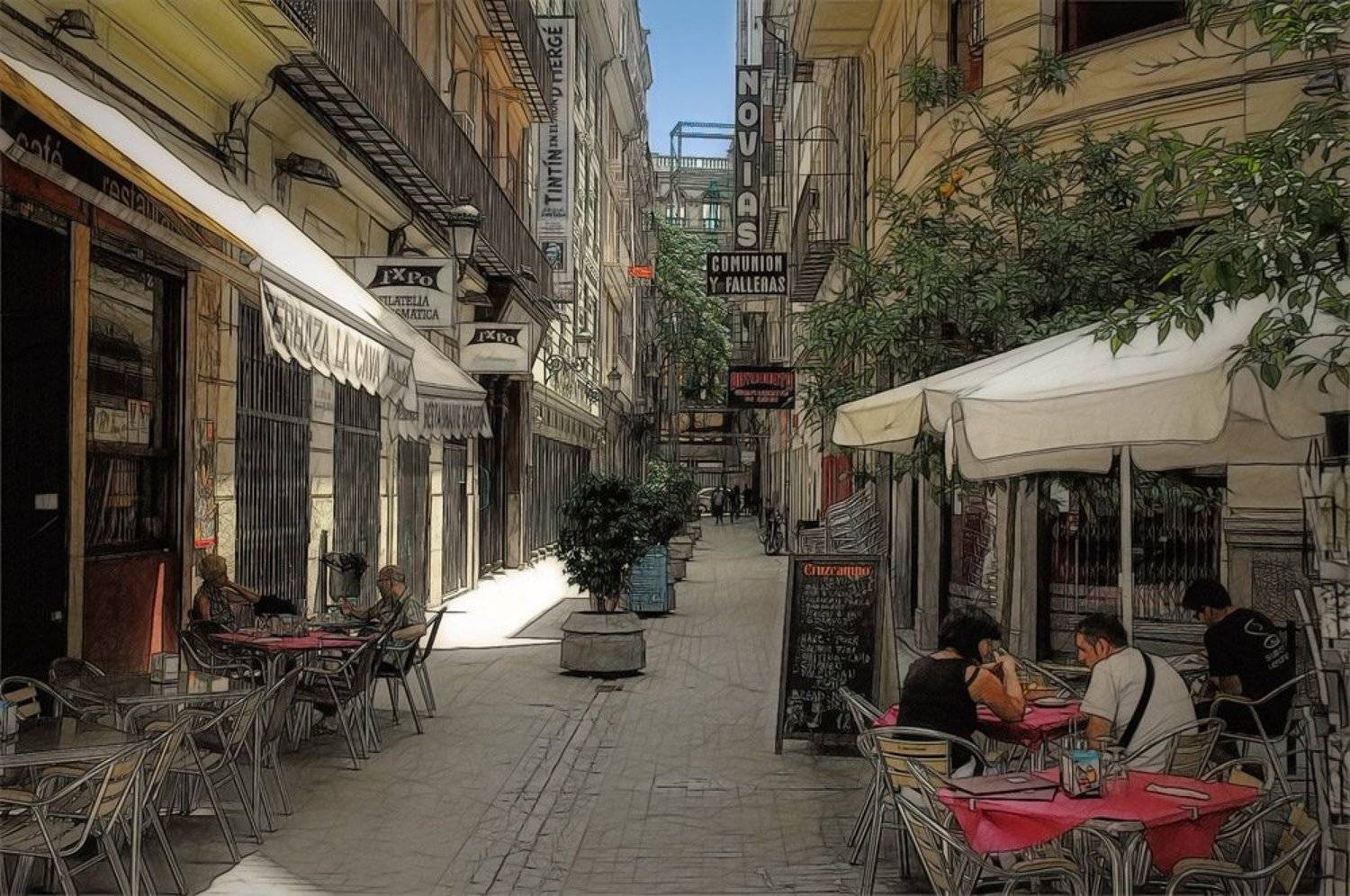 испания, валенсия, город, улица, кофе, кафе, полдень, лето, романов, Андрей Романов