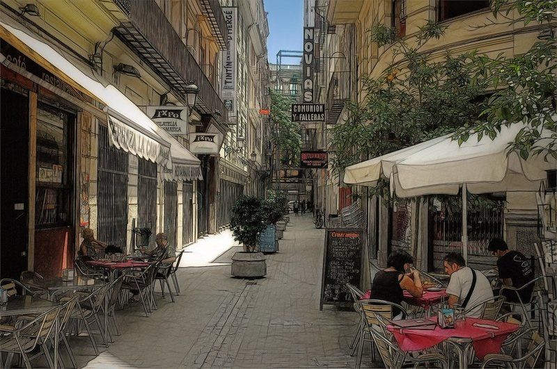 испания, валенсия, город, улица, кофе, кафе, полдень, лето, романов полуденный кофе . . . фото превью