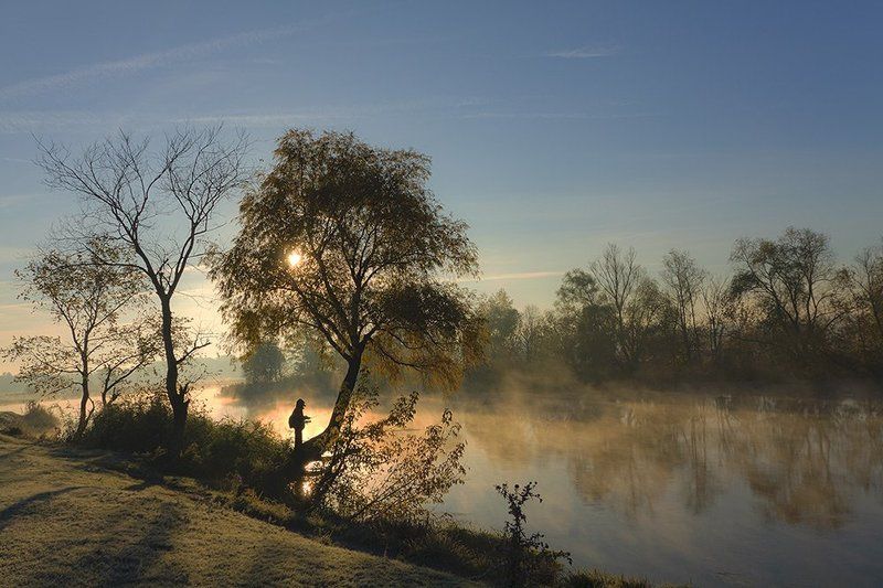 октябрь, осень, река, туман, солнце Октябрь фото превью