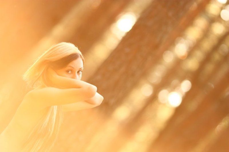 солнце, портрет, девушка Золотое утро фото превью