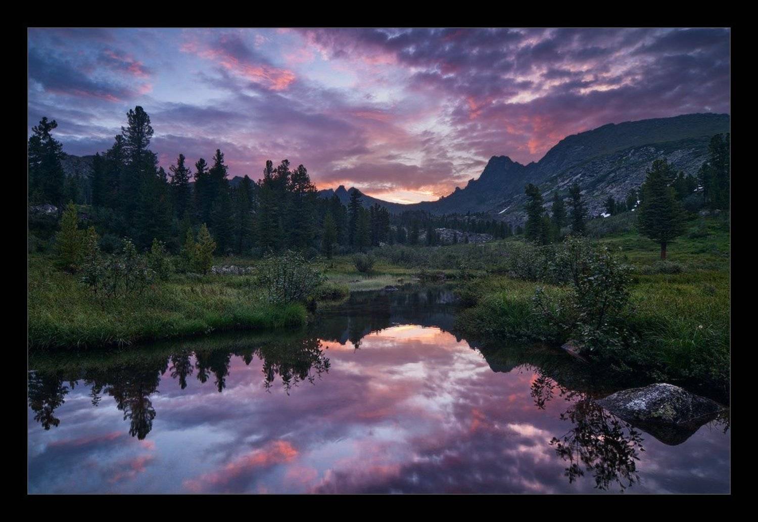 саяны, ергаки, буйба, перекресток, утро, горы, река, рассвет, отражение, Александр Ермолицкий