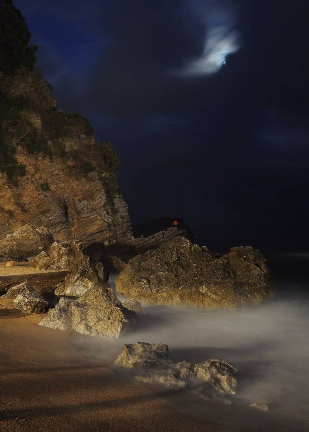 ночь, море, йог, Света и Вася