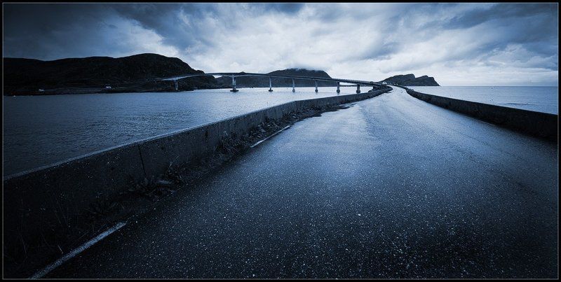 Дорога, Море, Мост, Небо, норвегия, Панорама, Пейзаж, Природа * фото превью