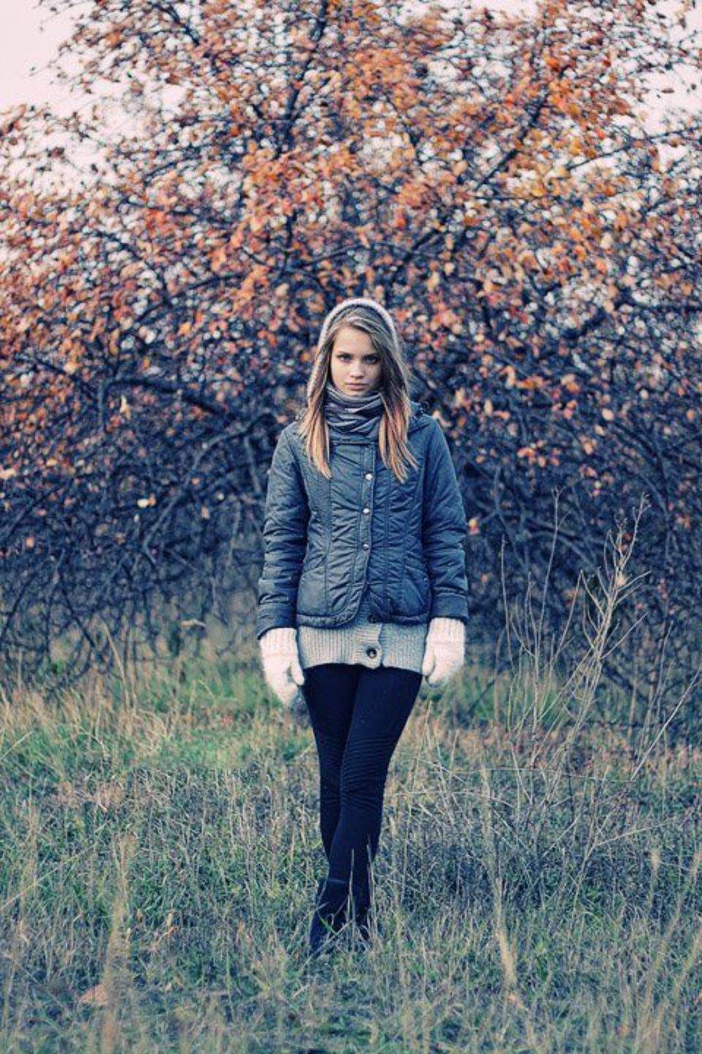 осень, девушка, природа, взгляд, Никита