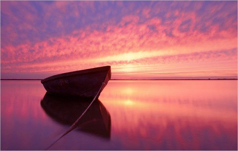 вечер, море, небо, лодка *** фото превью