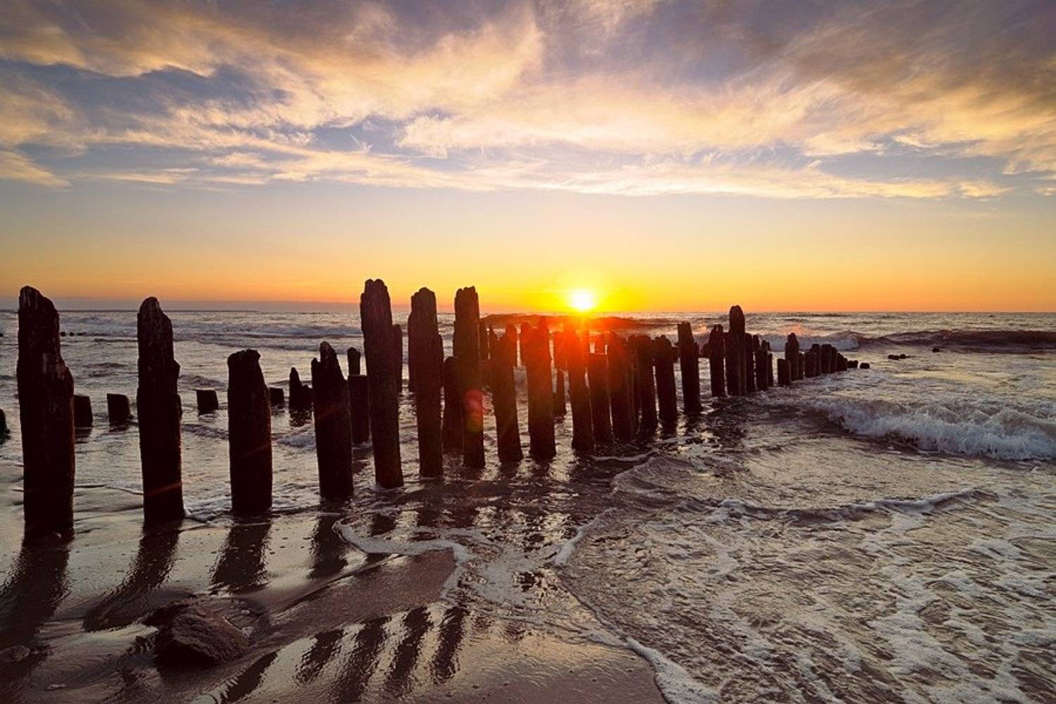 россия, калининградская область, балтийское море, зеленоградск, волнорезы, закат, Kaiser Sozo