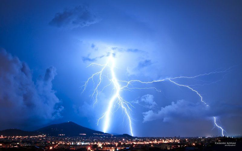 night, greece, athens, imitos, lightning Night lightnings фото превью