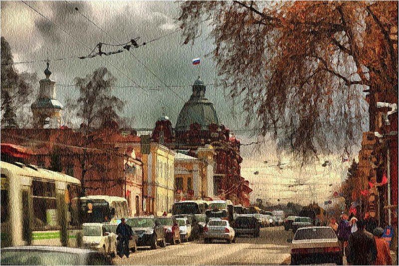 foto liubos, дома, дорога, небо, пейзаж, томск.сибирь, тучи, улица.дома Томск..проспект Ленина.. фото превью