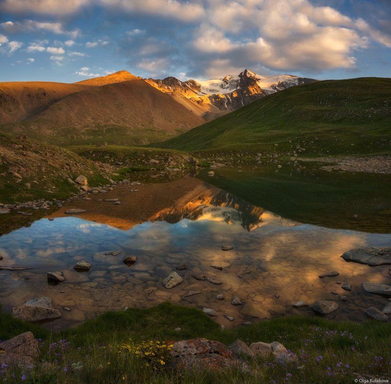 вечер, горы, лето, тургень, отражение, озеро Летний вечер фото превью
