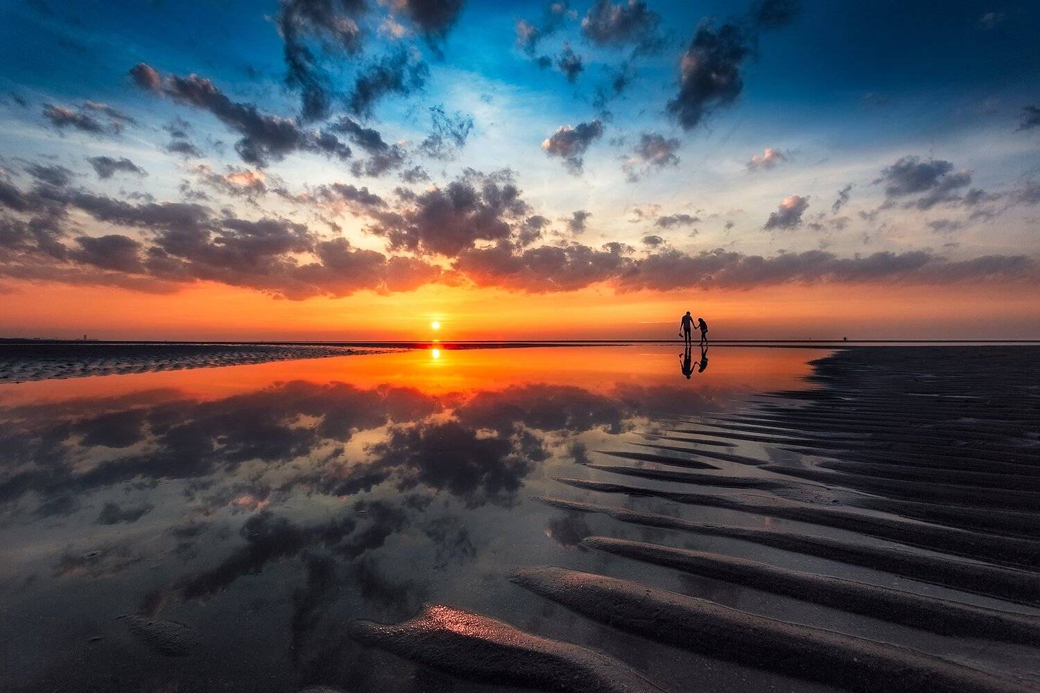 закат, море, пара, бельгия, де хаан, солнце, берег, отражение, литораль, Андрей Огнев