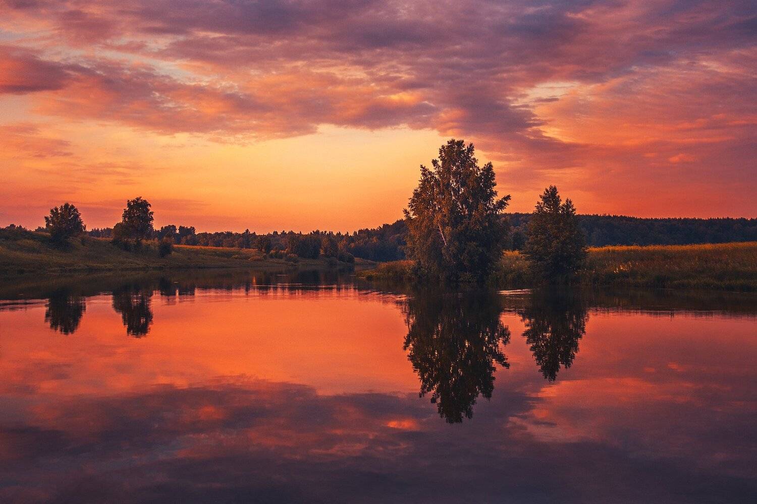 фото, природа, рассвет, река, лес, лето, Екатерина