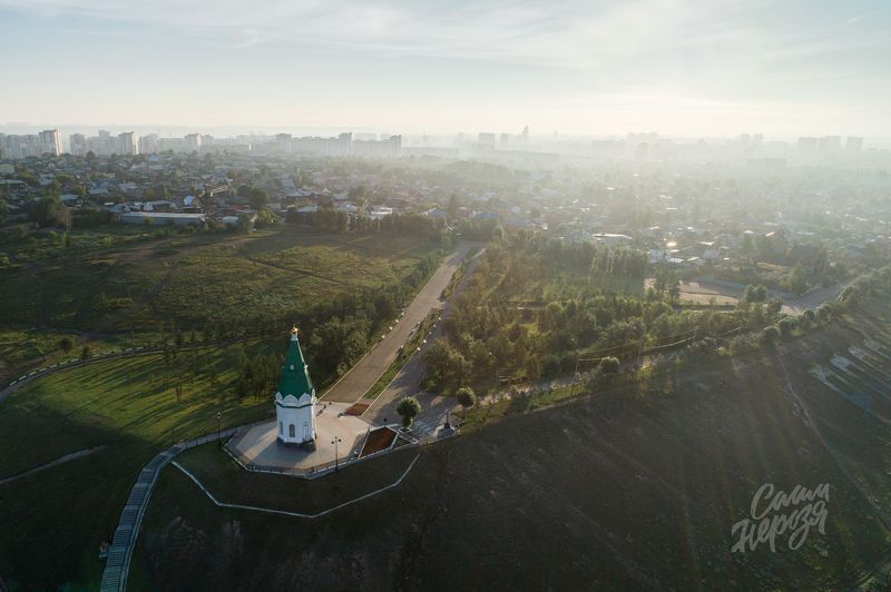 часовня, параскевы, пятницы, красноярск, символ, сибирь, город, красноярский, достопримечательность, красивый, рассвет, пейзаж, енисей Рассвет над часовней фото превью