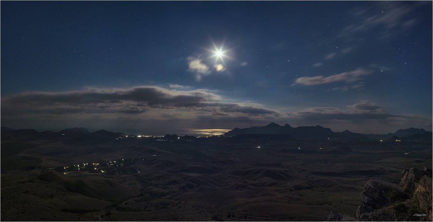 крым, ночь, ночной, пезаж, панорама, полнолуние, луна, ночное, небо, звездное, небо, звезды, горы, пейзаж, длиная, выдержка, Jazz Man
