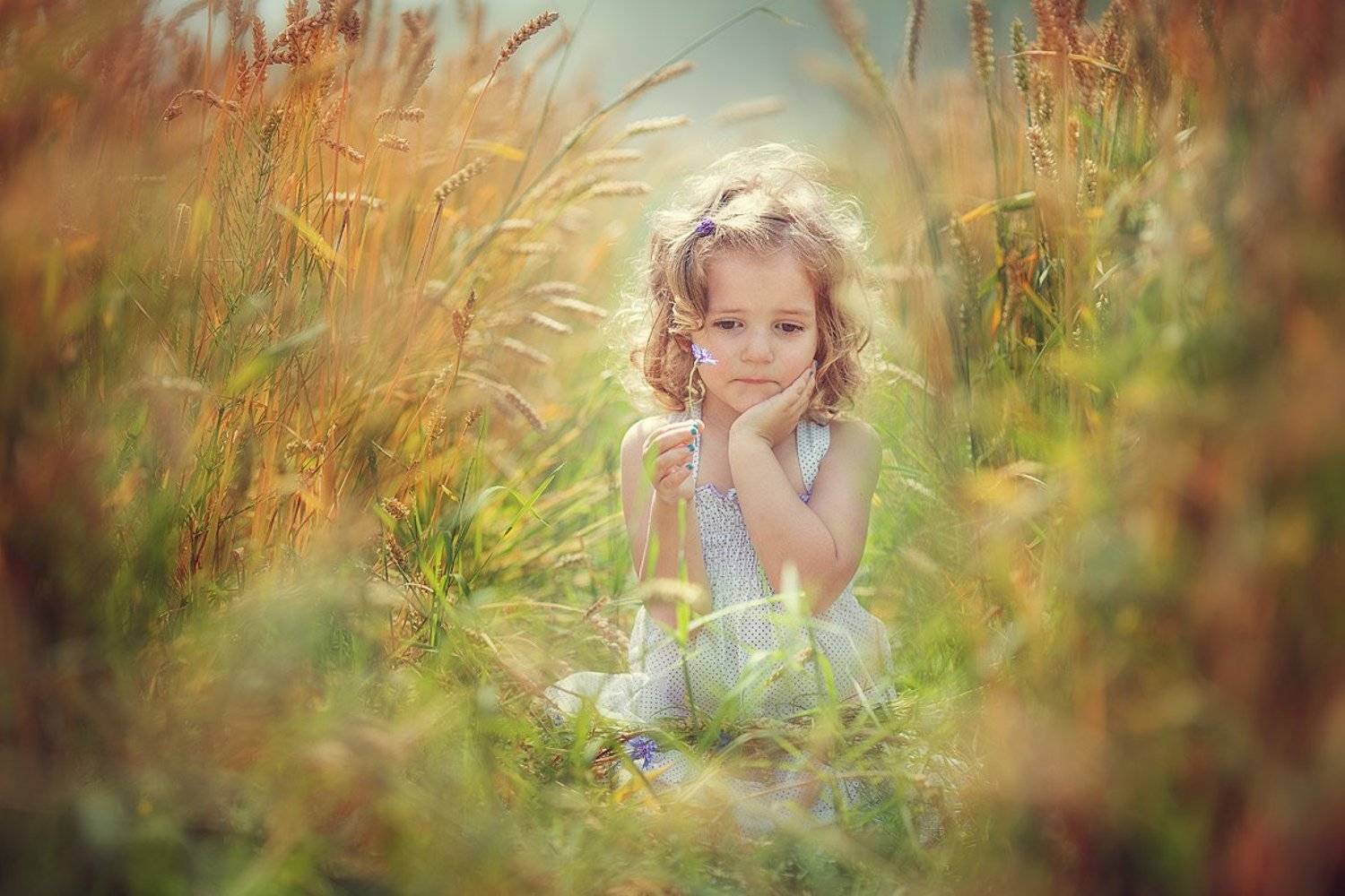 ребенок, грусть, лето, пшеница, Юрий Козлов