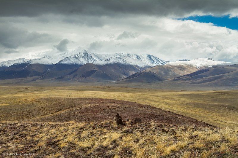 landscape, scenic, nature, travel, outdoor, view, tourism, steppe, spring, mountain, snow, sky, high, grass, altai Сайлюгемские этюды (3) фото превью