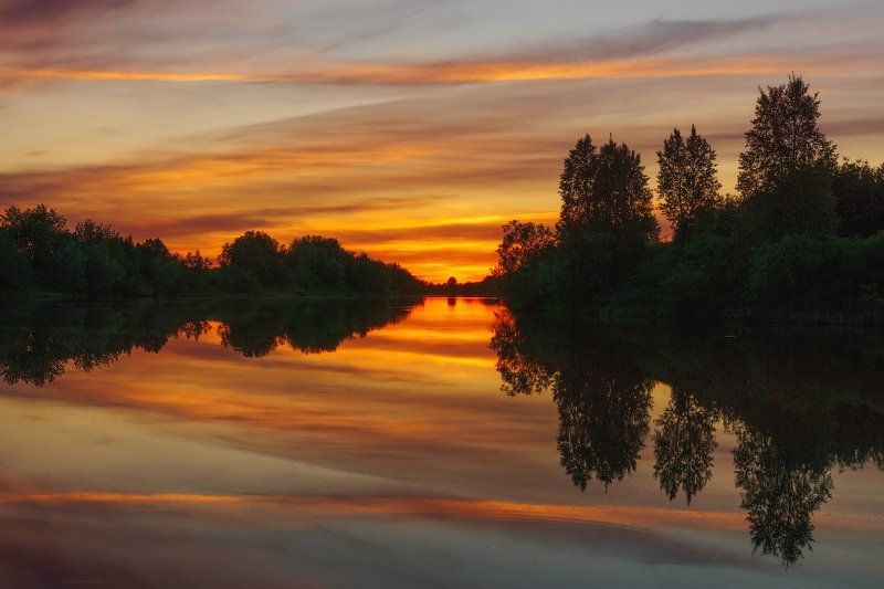 Отражение заката фото превью