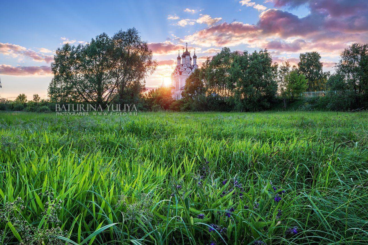 тайнинское, мытищи, закат, церковь благовещения богородицы, яуза, Юлия Батурина