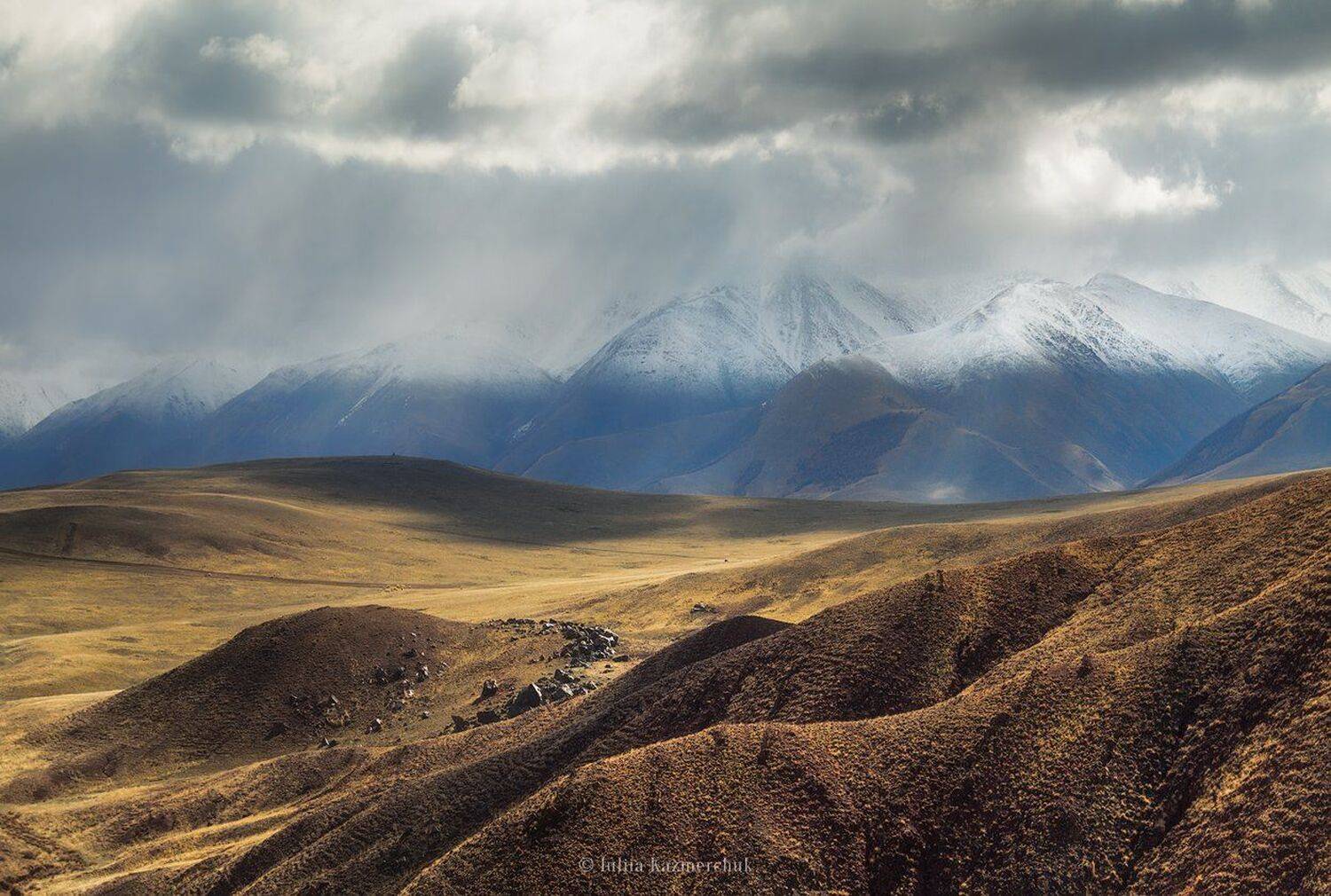 landscape, scenic, nature, travel, outdoor, view, tourism, steppe, spring, mountain, snow, sky, high, grass, altai, Казмерчук Юлия