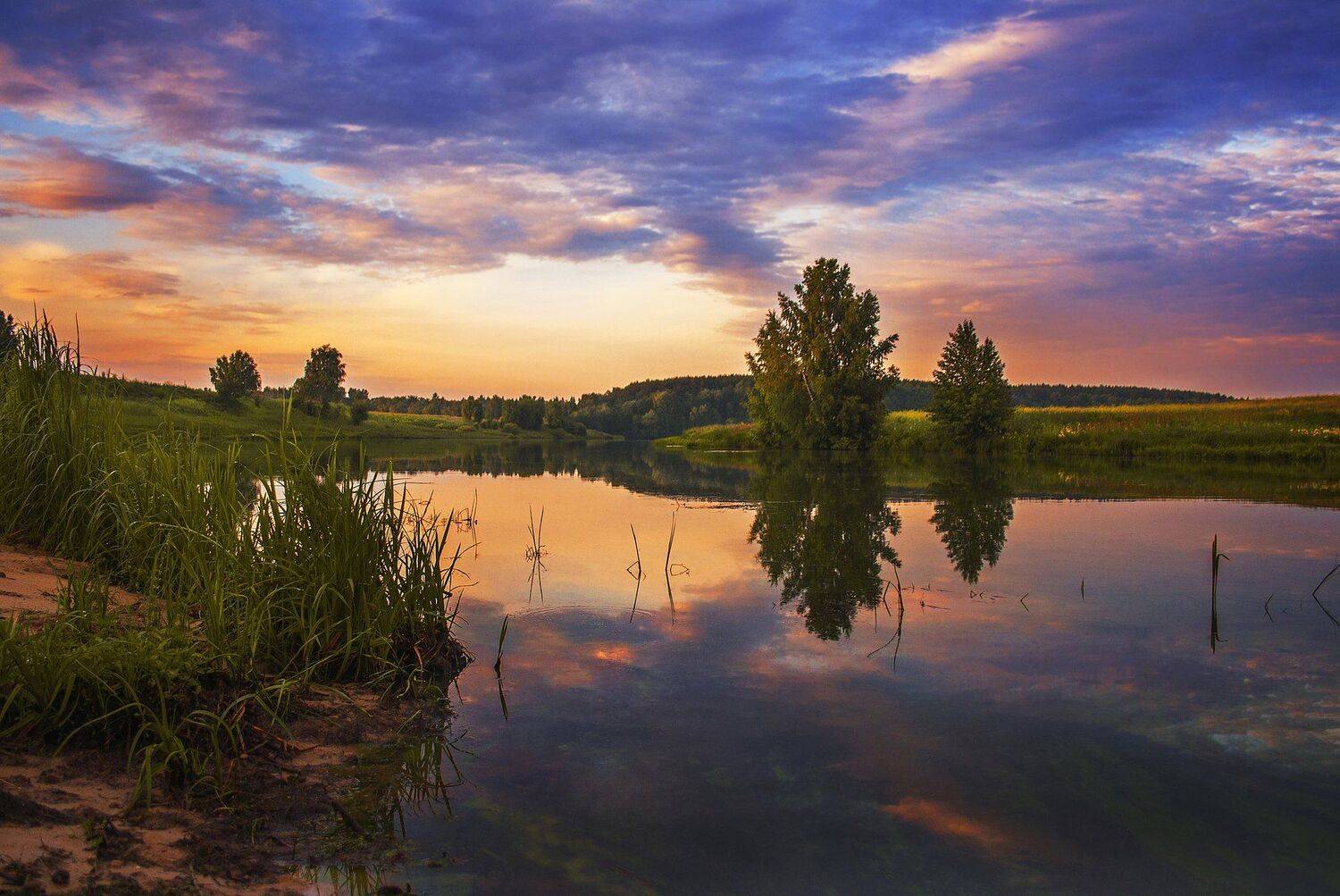 фото, природа, пейзаж, утро, рассвет, река, лес, лето, Екатерина